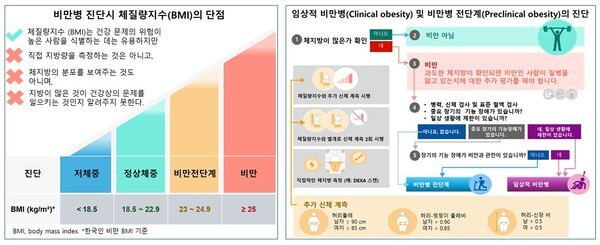 비만명 진단시 BMI 단점 및 임상적 비만병, 비만병 전단계의 진단